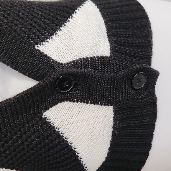 Worthington Short Sleeve Button Up Cardigan Sweater Size Small Black & White - Picture 4 of 6